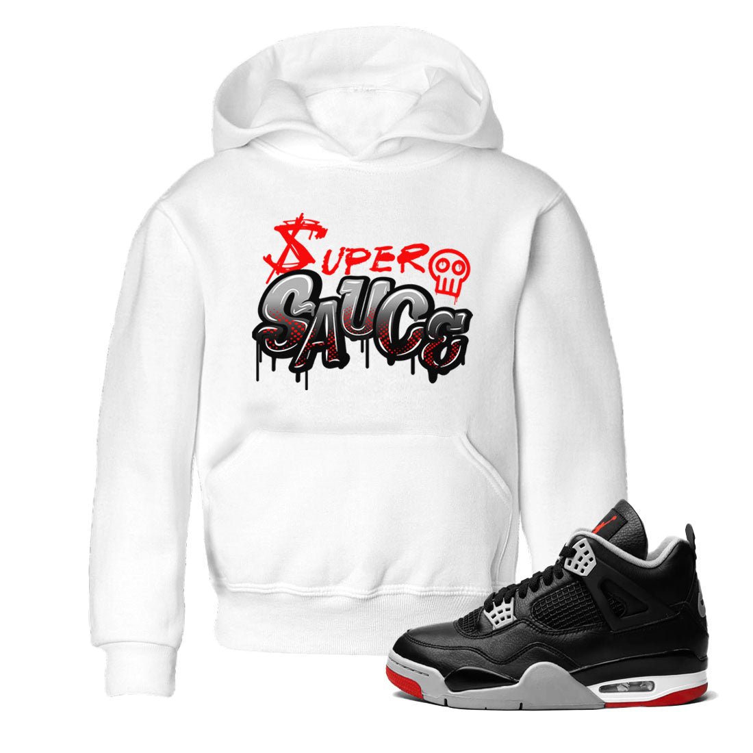 4s Bred Reimagined shirt to match jordans Super Sauce sneaker tees Air Jordan 4 Bred Reimagined SNRT sneaker release tees baby toddler White 1 cotton Shirt