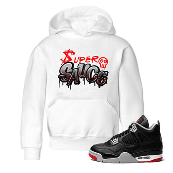 4s Bred Reimagined shirt to match jordans Super Sauce sneaker tees Air Jordan 4 Bred Reimagined SNRT sneaker release tees baby toddler White 1 cotton Shirt