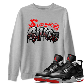4s Bred Reimagined shirt to match jordans Super Sauce sneaker tees Air Jordan 4 Bred Reimagined SNRT Sneaker Release Tees unisex cotton Heather Grey 1 crew neck shirt