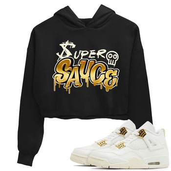 4s Sail shirt to match jordans Super Sauce sneaker tees Air Jordan 4 Sail SNRT 4s Metallic Gold Sneaker Release Tees Black 1 crop length shirt