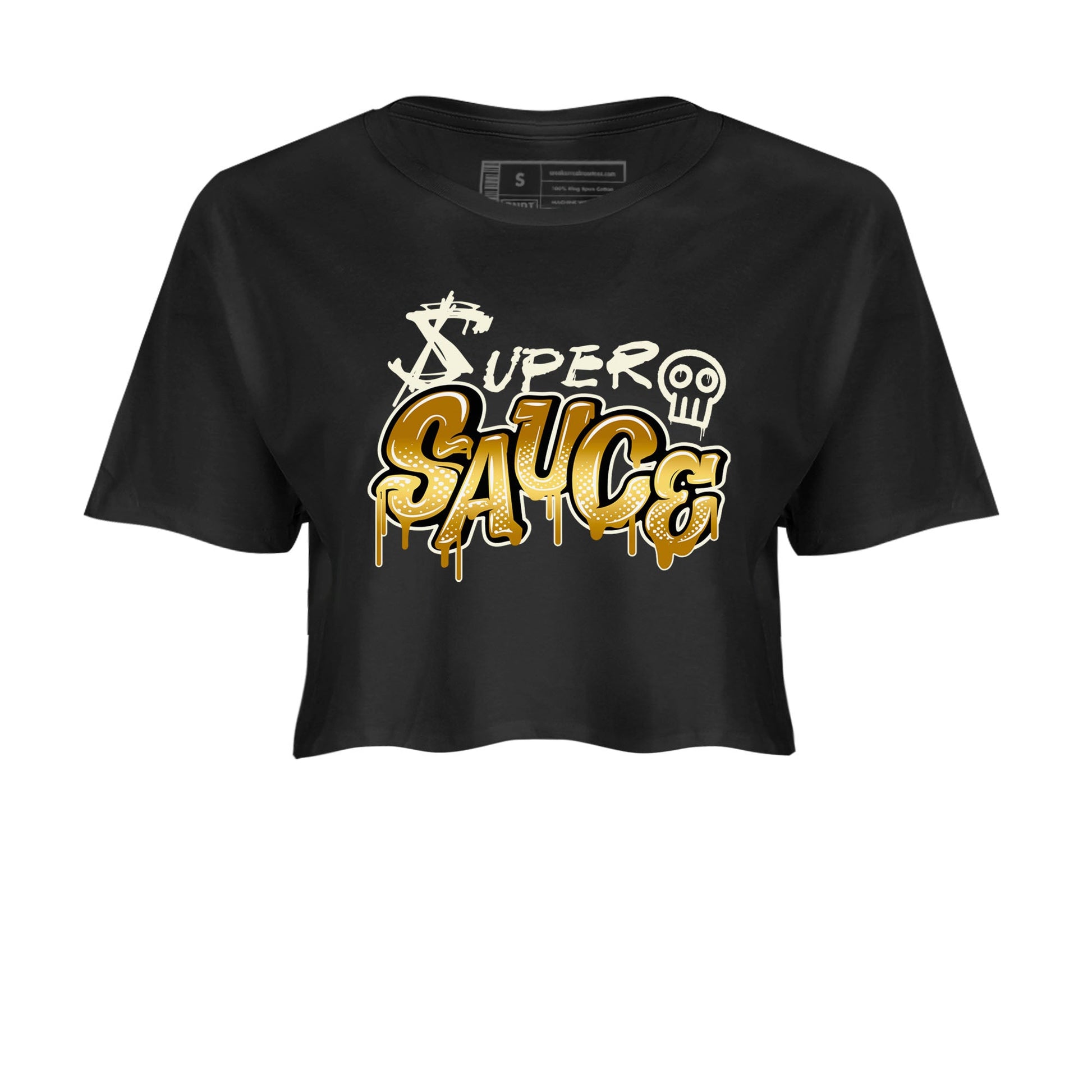4s Sail shirt to match jordans Super Sauce sneaker tees Air Jordan 4 Sail SNRT 4s Metallic Gold Sneaker Release Tees Black 2 crop length shirt