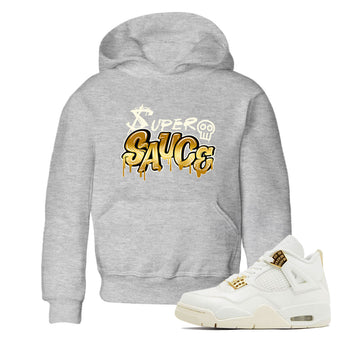 4s Sail shirt to match jordans Super Sauce sneaker tees Air Jordan 4 Sail SNRT 4s Metallic Gold sneaker release tees baby toddler Heather Grey 1 cotton Shirt