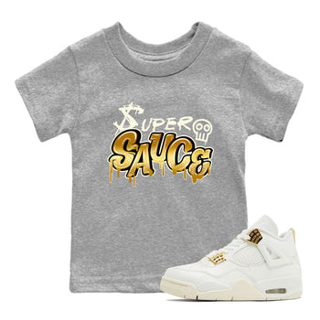 4s Sail shirt to match jordans Super Sauce sneaker tees Air Jordan 4 Sail SNRT 4s Metallic Gold sneaker release tees baby toddler Heather Grey 1 cotton Shirt