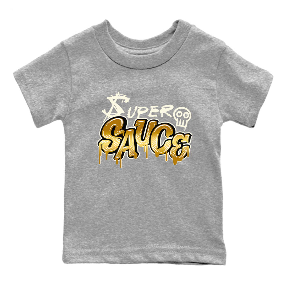 4s Sail shirt to match jordans Super Sauce sneaker tees Air Jordan 4 Sail SNRT 4s Metallic Gold sneaker release tees baby toddler Heather Grey 2 cotton Shirt