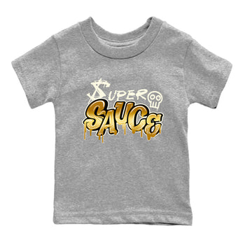 4s Sail shirt to match jordans Super Sauce sneaker tees Air Jordan 4 Sail SNRT 4s Metallic Gold sneaker release tees baby toddler Heather Grey 2 cotton Shirt