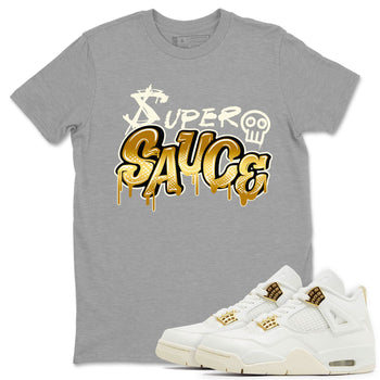 4s Sail shirt to match jordans Super Sauce sneaker tees Air Jordan 4 Sail SNRT 4s Metallic Gold Sneaker Release Tees unisex cotton Heather Grey 1 crew neck shirt