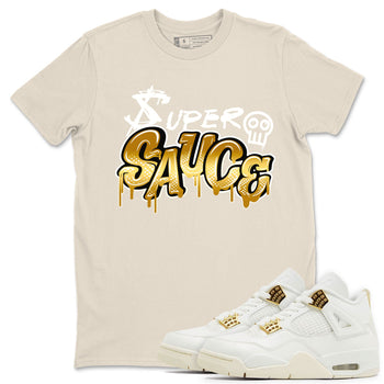 4s Sail shirt to match jordans Super Sauce sneaker tees Air Jordan 4 Sail SNRT 4s Metallic Gold Sneaker Release Tees unisex cotton Natural 1 crew neck shirt