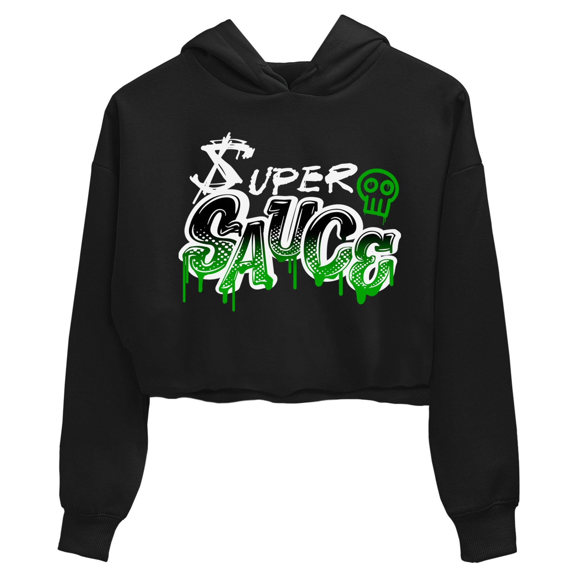 5s Lucky Green shirt to match jordans Super Sauce sneaker tees Air Jordan 5 Lucky Green SNRT Sneaker Release Tees Black 2 crop length shirt