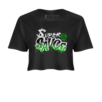 5s Lucky Green shirt to match jordans Super Sauce sneaker tees Air Jordan 5 Lucky Green SNRT Sneaker Release Tees Black 2 crop length shirt