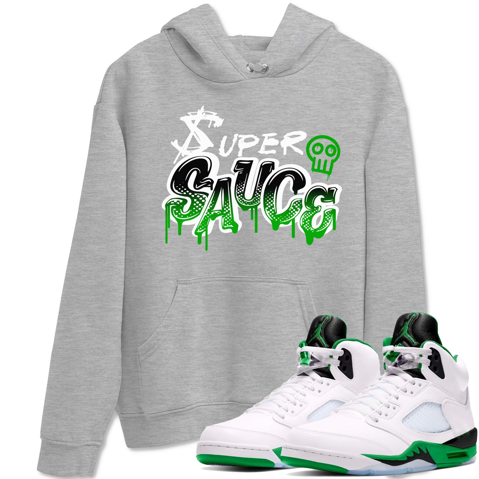 5s Lucky Green shirt to match jordans Super Sauce sneaker tees Air Jordan 5 Lucky Green SNRT Sneaker Release Tees unisex cotton Heather Grey 1 crew neck shirt
