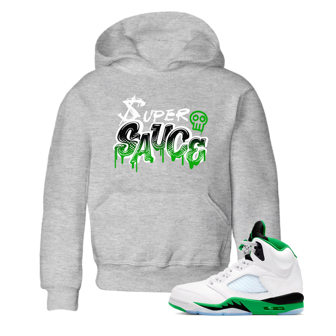 5s Lucky Green shirt to match jordans Super Sauce sneaker tees Air Jordan 5 Lucky Green SNRT sneaker release tees baby toddler Heather Grey 1 cotton Shirt