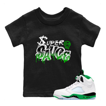 5s Lucky Green shirt to match jordans Super Sauce sneaker tees Air Jordan 5 Lucky Green SNRT sneaker release tees baby toddler Black 1 cotton Shirt
