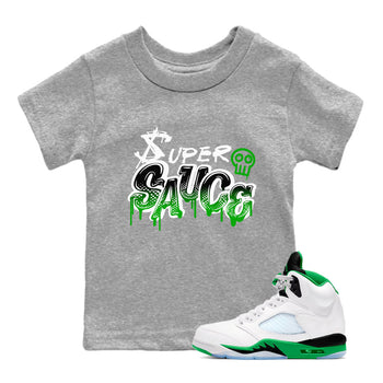 5s Lucky Green shirt to match jordans Super Sauce sneaker tees Air Jordan 5 Lucky Green SNRT sneaker release tees baby toddler Heather Grey 1 cotton Shirt