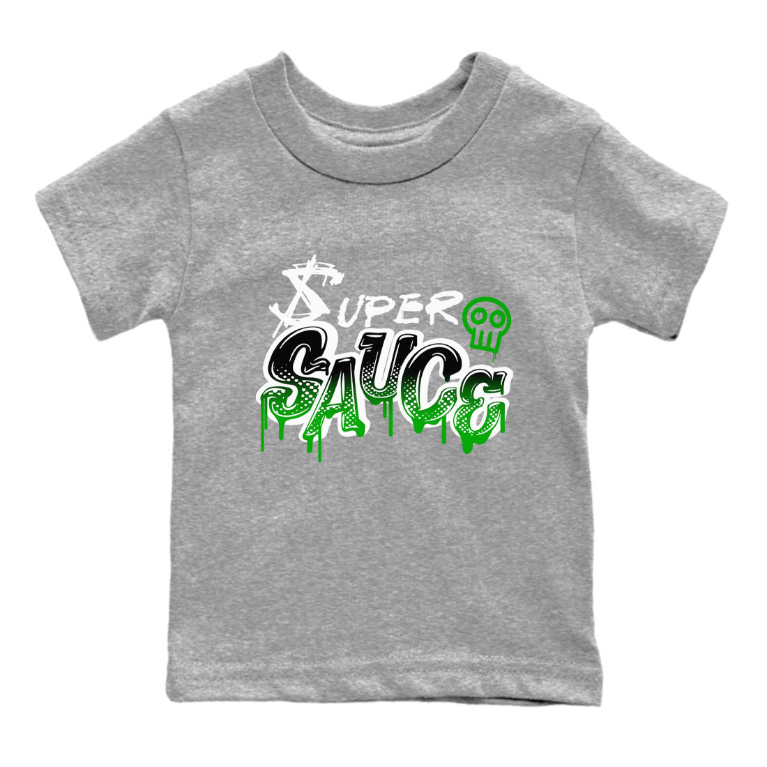 5s Lucky Green shirt to match jordans Super Sauce sneaker tees Air Jordan 5 Lucky Green SNRT sneaker release tees baby toddler Heather Grey 2 cotton Shirt