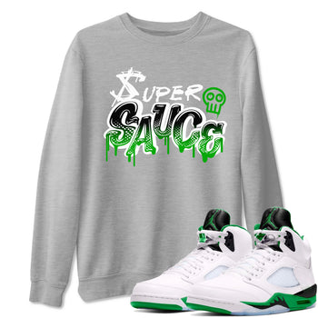 5s Lucky Green shirt to match jordans Super Sauce sneaker tees Air Jordan 5 Lucky Green SNRT Sneaker Release Tees unisex cotton Heather Grey 1 crew neck shirt