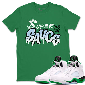 5s Lucky Green shirt to match jordans Super Sauce sneaker tees Air Jordan 5 Lucky Green SNRT Sneaker Release Tees unisex cotton Kelly Green 1 crew neck shirt