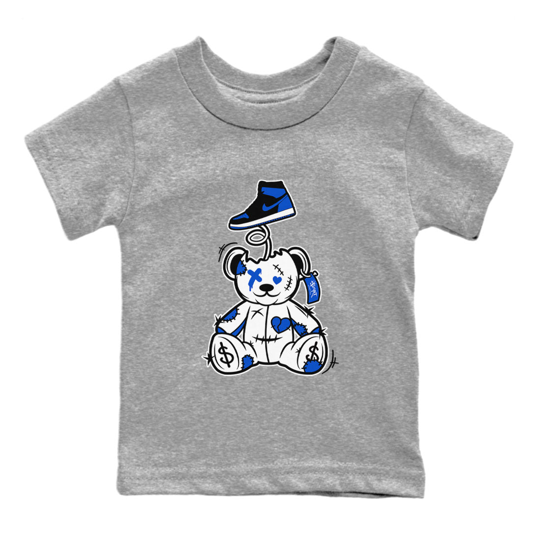 Jordan 1 High OG Royal Reimagined shirt to match jordans Surprise Teddy Bear sneaker tees Air Jordan 1 Royal Reimagined SNRT Sneaker Tees Baby Toddler Heather Grey 2 T-Shirt