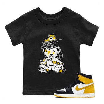 1s Yellow Ochre shirt to match jordans Surprise Teddy Bear sneaker tees streetwear brand Air Jordan 1 High OG Yellow Ochre SNRT sneaker release tees baby toddler Black 1 cotton Shirt