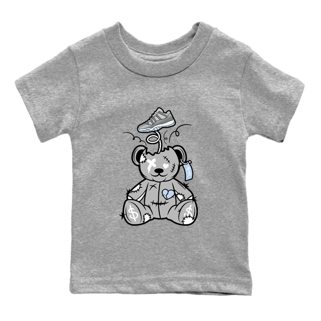11s Cool Grey shirt to match jordans Surprise Teddy Bear sneaker tees Air Jordan 11 Cool Grey SNRT sneaker release tees baby toddler Heather Grey 2 cotton Shirt