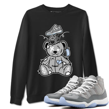 11s Cool Grey shirt to match jordans Surprise Teddy Bear sneaker tees Air Jordan 11 Cool Grey SNRT Sneaker Release Tees unisex cotton Black 1 crew neck shirt
