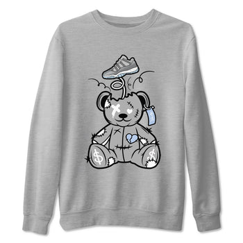 11s Cool Grey shirt to match jordans Surprise Teddy Bear sneaker tees Air Jordan 11 Cool Grey SNRT Sneaker Release Tees unisex cotton Heather Grey 2 crew neck shirt