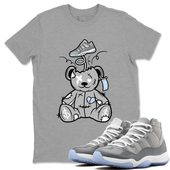 11s Cool Grey shirt to match jordans Surprise Teddy Bear sneaker tees Air Jordan 11 Cool Grey SNRT Sneaker Release Tees unisex cotton Heather Grey 1 crew neck shirt