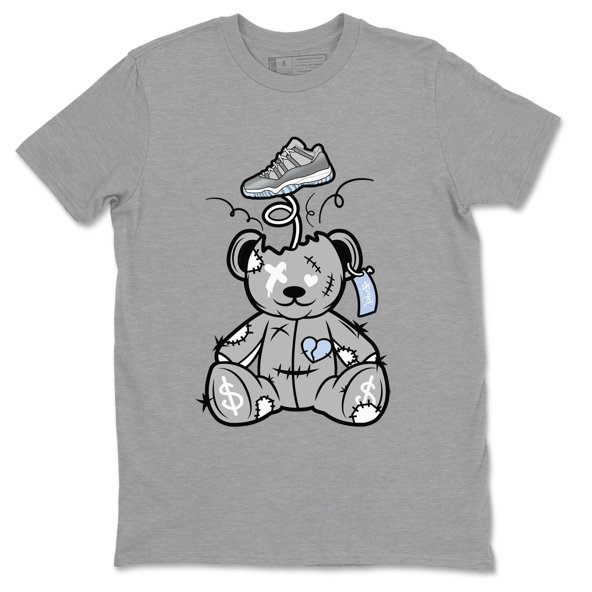 11s Cool Grey shirt to match jordans Surprise Teddy Bear sneaker tees Air Jordan 11 Cool Grey SNRT Sneaker Release Tees unisex cotton Heather Grey 2 crew neck shirt