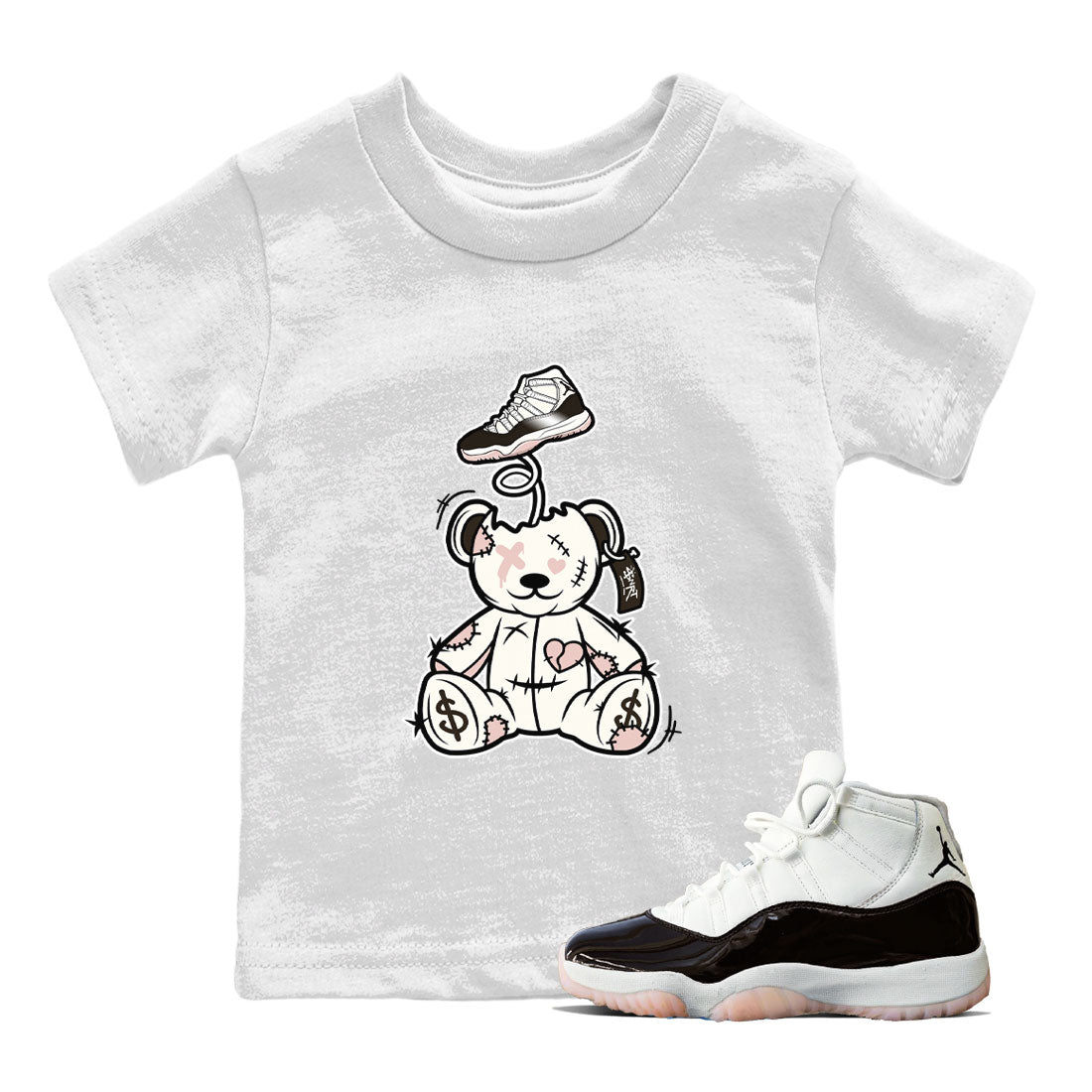 Air Jordan 11 Neapolitan shirt to match jordans Surprise Teddy Bear sneaker tees Air Jordan 11 Neapolitan SNRT Sneaker Tees Baby Toddler White 1 T-Shirt