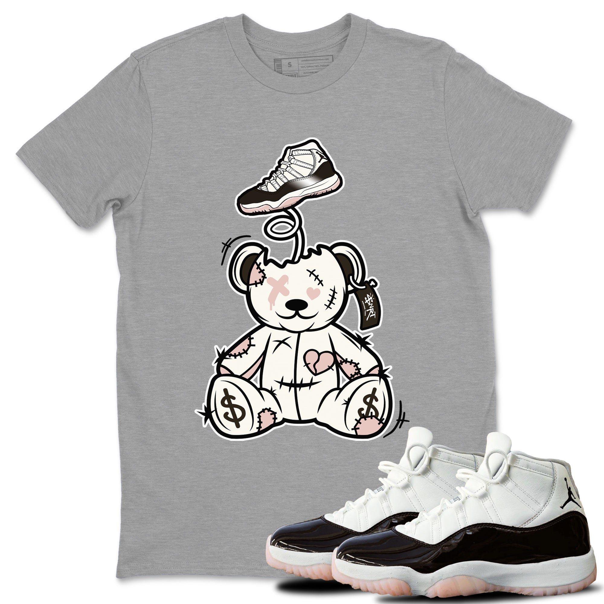 Air Jordan 11 Neapolitan shirt to match jordans Surprise Teddy Bear sneaker tees Air Jordan 11 Neapolitan SNRT Sneaker Tees Unisex Heather Grey 1 T-Shirt