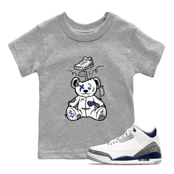 3s Midnight Navy shirt to match jordans Surprise Teddy Bear sneaker match tee Air Jordan 3 Midnight Navy SNRT Sneaker Tees baby toddler Heather Grey 1 cotton Shirt