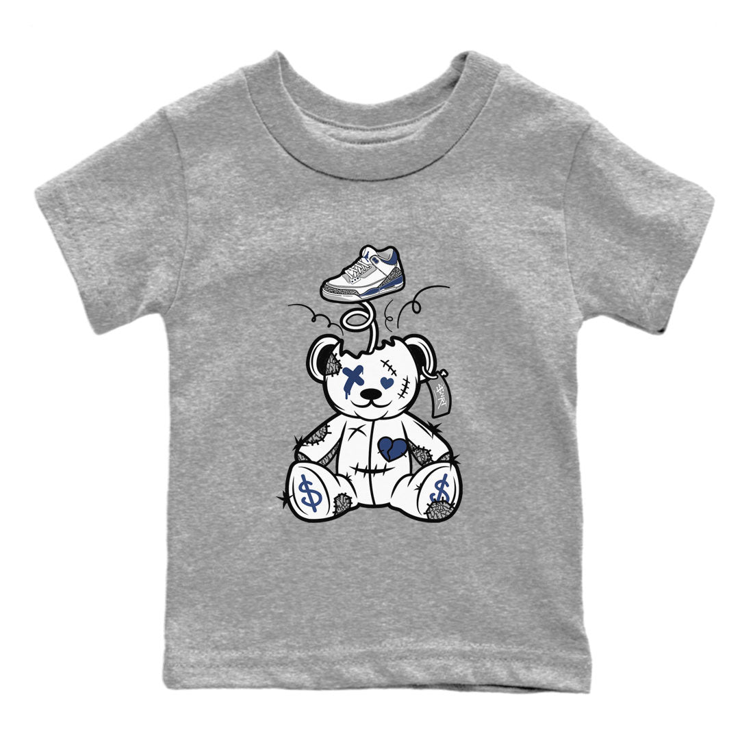 3s Midnight Navy shirt to match jordans Surprise Teddy Bear sneaker match tee Air Jordan 3 Midnight Navy SNRT Sneaker Tees baby toddler Heather Grey 2 cotton Shirt