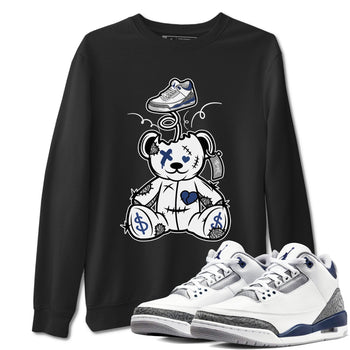 3s Midnight Navy shirt to match jordans Surprise Teddy Bear sneaker match tee Air Jordan 3 Midnight Navy SNRT Sneaker Tees unisex cotton Black 1 crew neck shirt