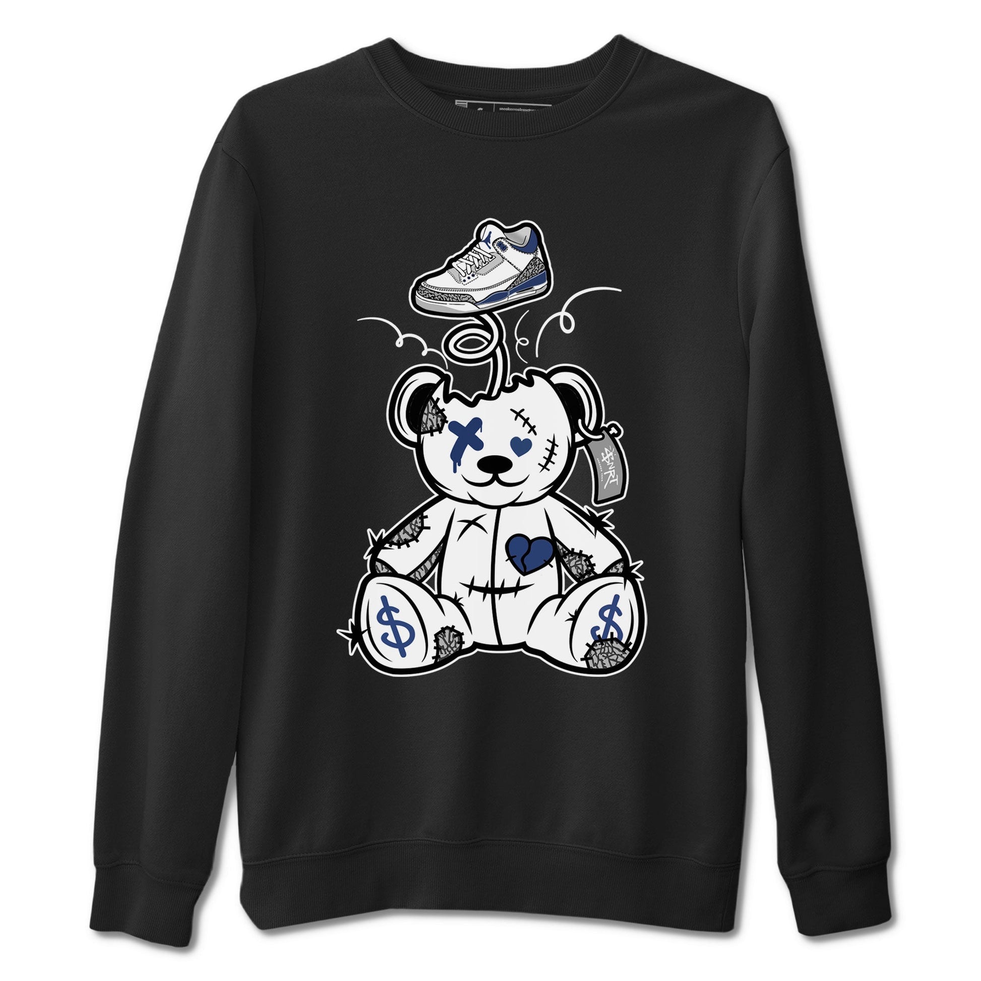 3s Midnight Navy shirt to match jordans Surprise Teddy Bear sneaker match tee Air Jordan 3 Midnight Navy SNRT Sneaker Tees unisex cotton Black 2 crew neck shirt