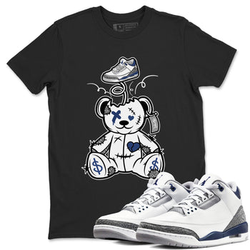 3s Midnight Navy shirt to match jordans Surprise Teddy Bear sneaker match tee Air Jordan 3 Midnight Navy SNRT Sneaker Tees unisex cotton Black 1 crew neck shirt