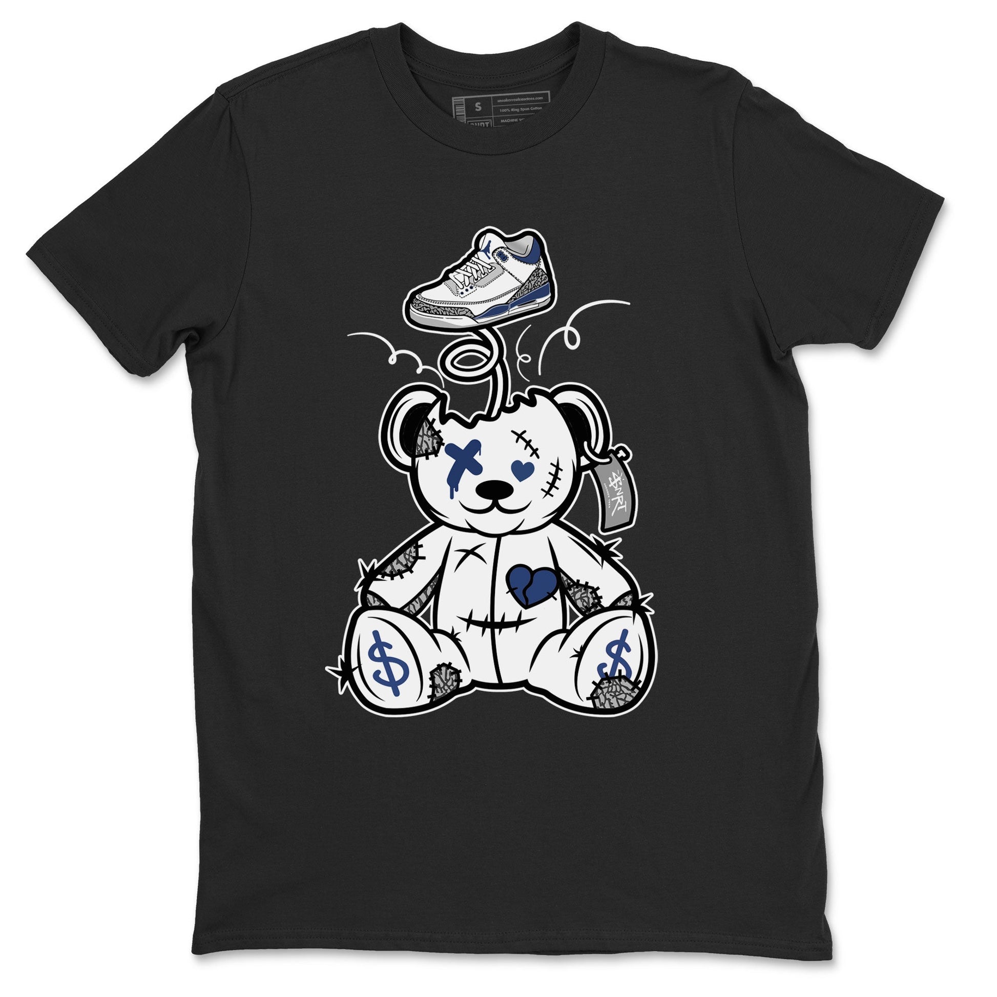 3s Midnight Navy shirt to match jordans Surprise Teddy Bear sneaker match tee Air Jordan 3 Midnight Navy SNRT Sneaker Tees unisex cotton Black 2 crew neck shirt