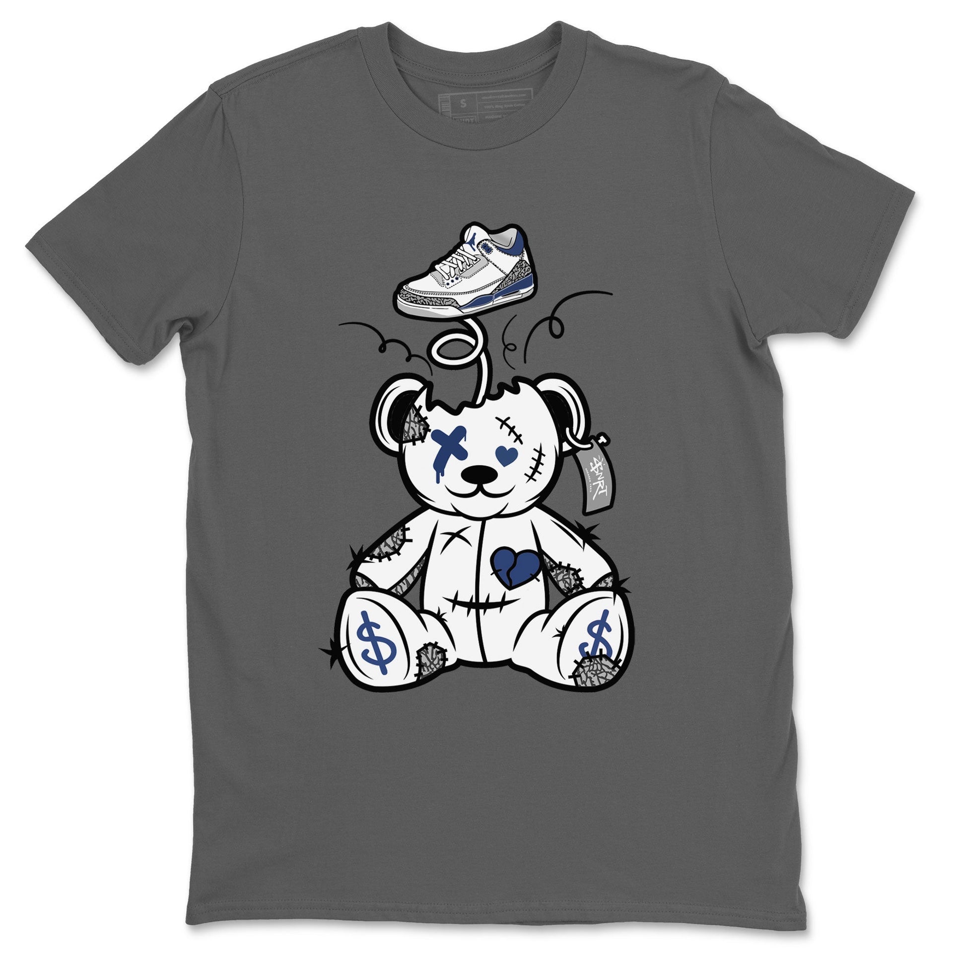 3s Midnight Navy shirt to match jordans Surprise Teddy Bear sneaker match tee Air Jordan 3 Midnight Navy SNRT Sneaker Tees unisex cotton Cool Grey 2 crew neck shirt