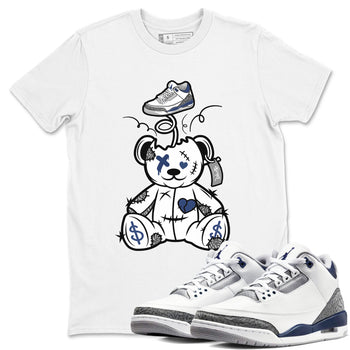 3s Midnight Navy shirt to match jordans Surprise Teddy Bear sneaker match tee Air Jordan 3 Midnight Navy SNRT Sneaker Tees unisex cotton White 1 crew neck shirt