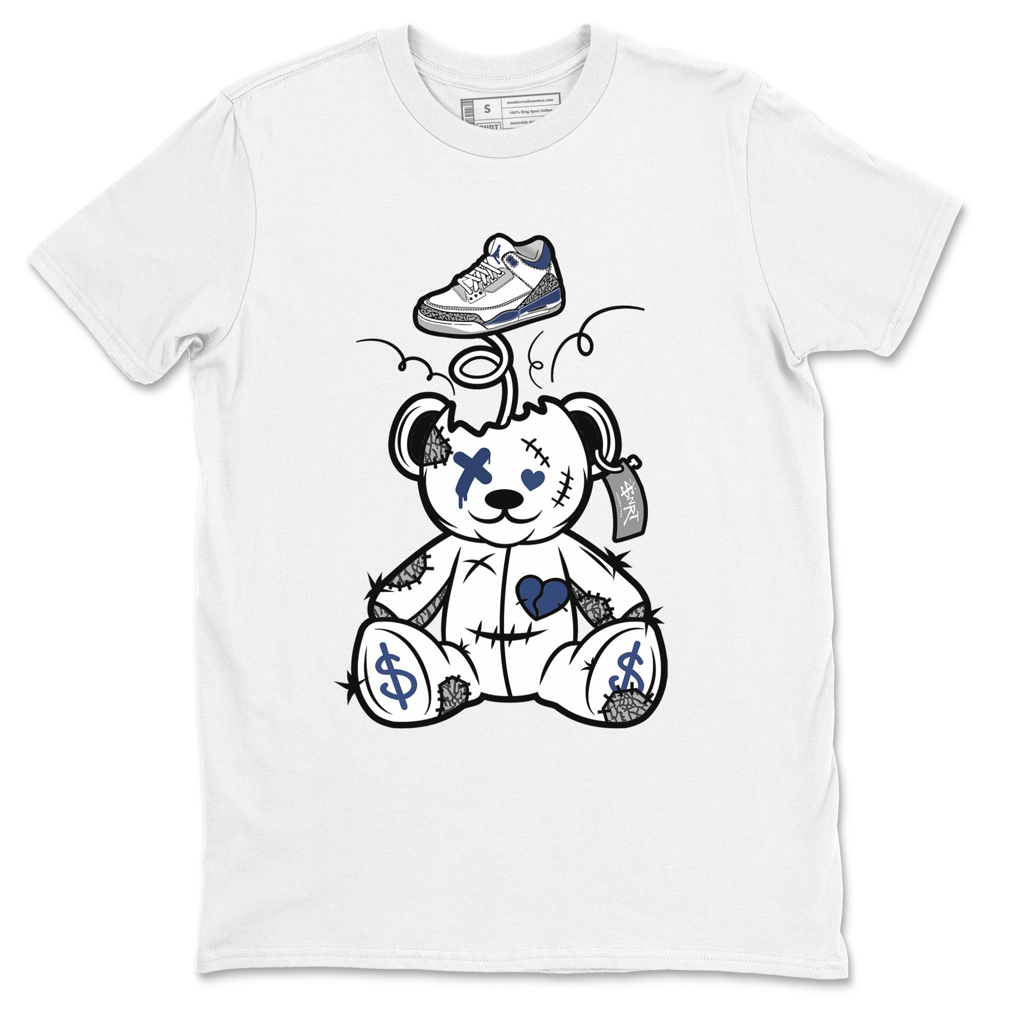 3s Midnight Navy shirt to match jordans Surprise Teddy Bear sneaker match tee Air Jordan 3 Midnight Navy SNRT Sneaker Tees unisex cotton White 2 crew neck shirt