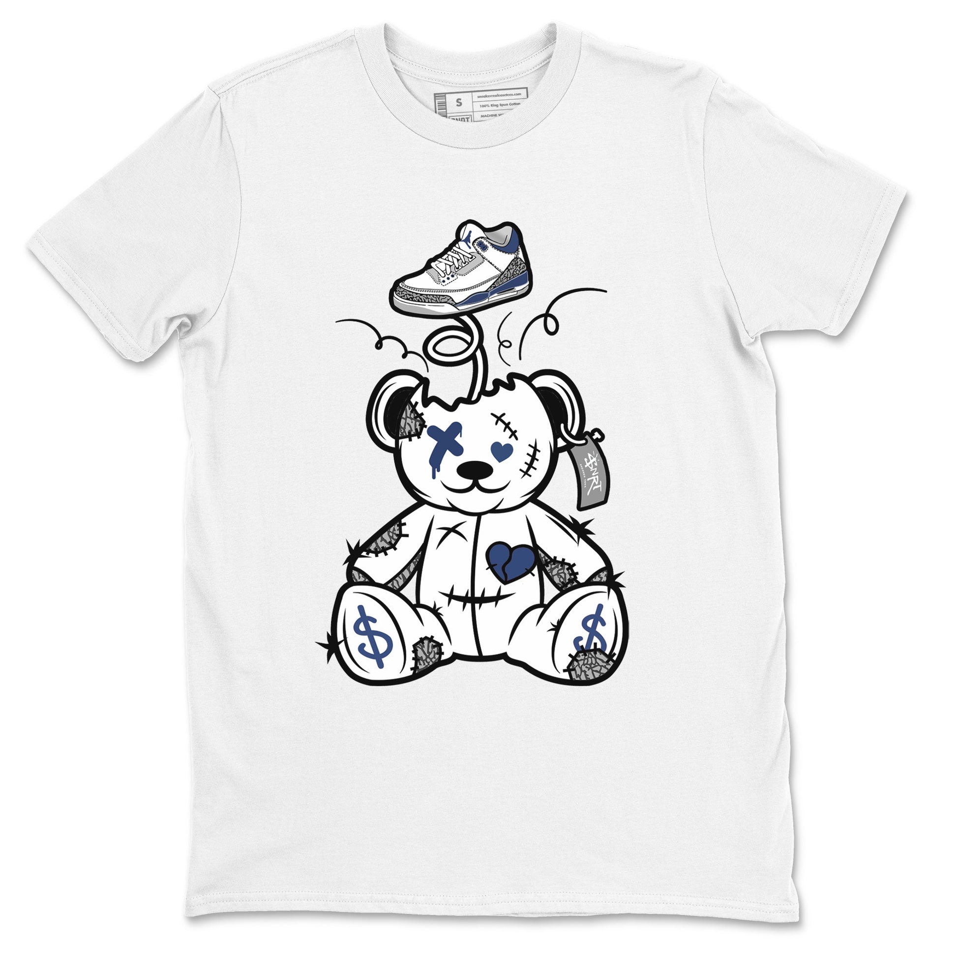 3s Midnight Navy shirt to match jordans Surprise Teddy Bear sneaker match tee Air Jordan 3 Midnight Navy SNRT Sneaker Tees unisex cotton White 2 crew neck shirt