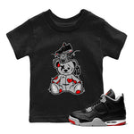 AJ4 Bred Reimagined shirt to match jordans Surprise Teddy Bear sneaker tees streetwear brand Air Jordan 4 Bred Reimagined SNRT sneaker release tees baby toddler Black 1 cotton Shirt