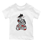 AJ4 Bred Reimagined shirt to match jordans Surprise Teddy Bear sneaker tees streetwear brand Air Jordan 4 Bred Reimagined SNRT sneaker release tees baby toddler White 2 cotton Shirt