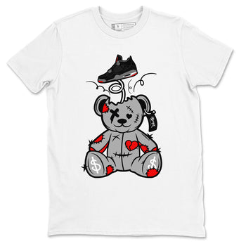 AJ4 Bred Reimagined shirt to match jordans Surprise Teddy Bear sneaker tees streetwear brand Air Jordan 4 Bred Reimagined SNRT Sneaker Release Tees unisex cotton White 2 crew neck shirt