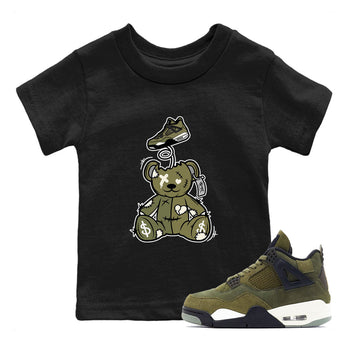 Air Jordan 4 Medium Olive shirt to match jordans Surprise Teddy Bear sneaker tees Air Jordan 4 Medium Olive SNRT Sneaker Tees Baby Toddler Black 1 T-Shirt