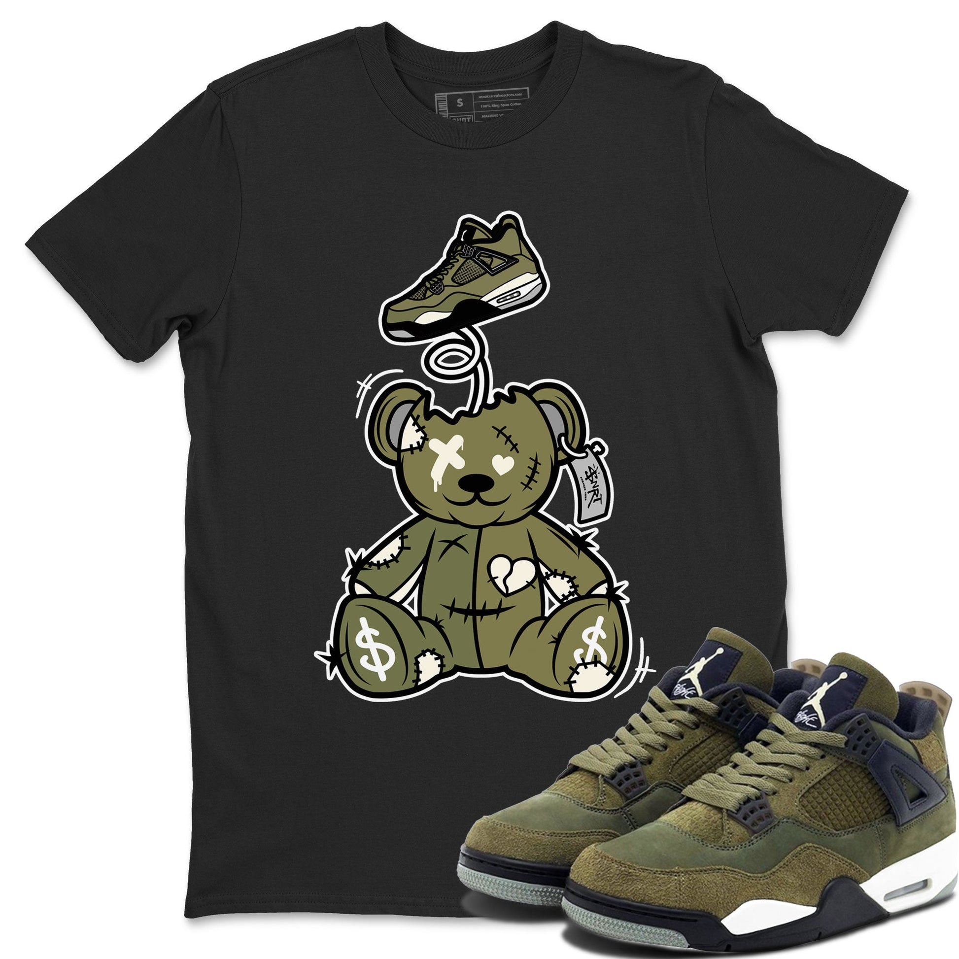 Air Jordan 4 Medium Olive shirt to match jordans Surprise Teddy Bear sneaker tees Air Jordan 4 Medium Olive SNRT Sneaker Tees Unisex Black 1 T-Shirt