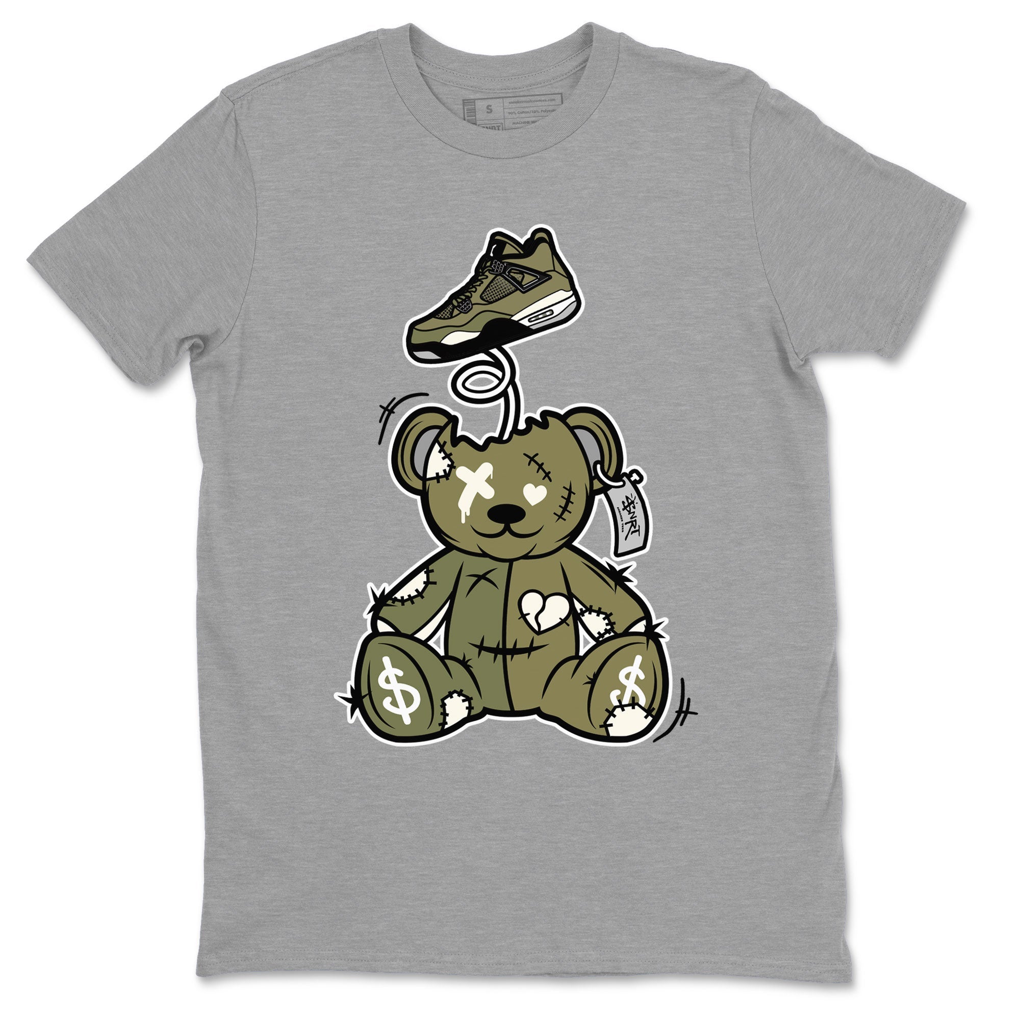 Air Jordan 4 Medium Olive shirt to match jordans Surprise Teddy Bear sneaker tees Air Jordan 4 Medium Olive SNRT Sneaker Tees Unisex Heather Grey 2 T-Shirt