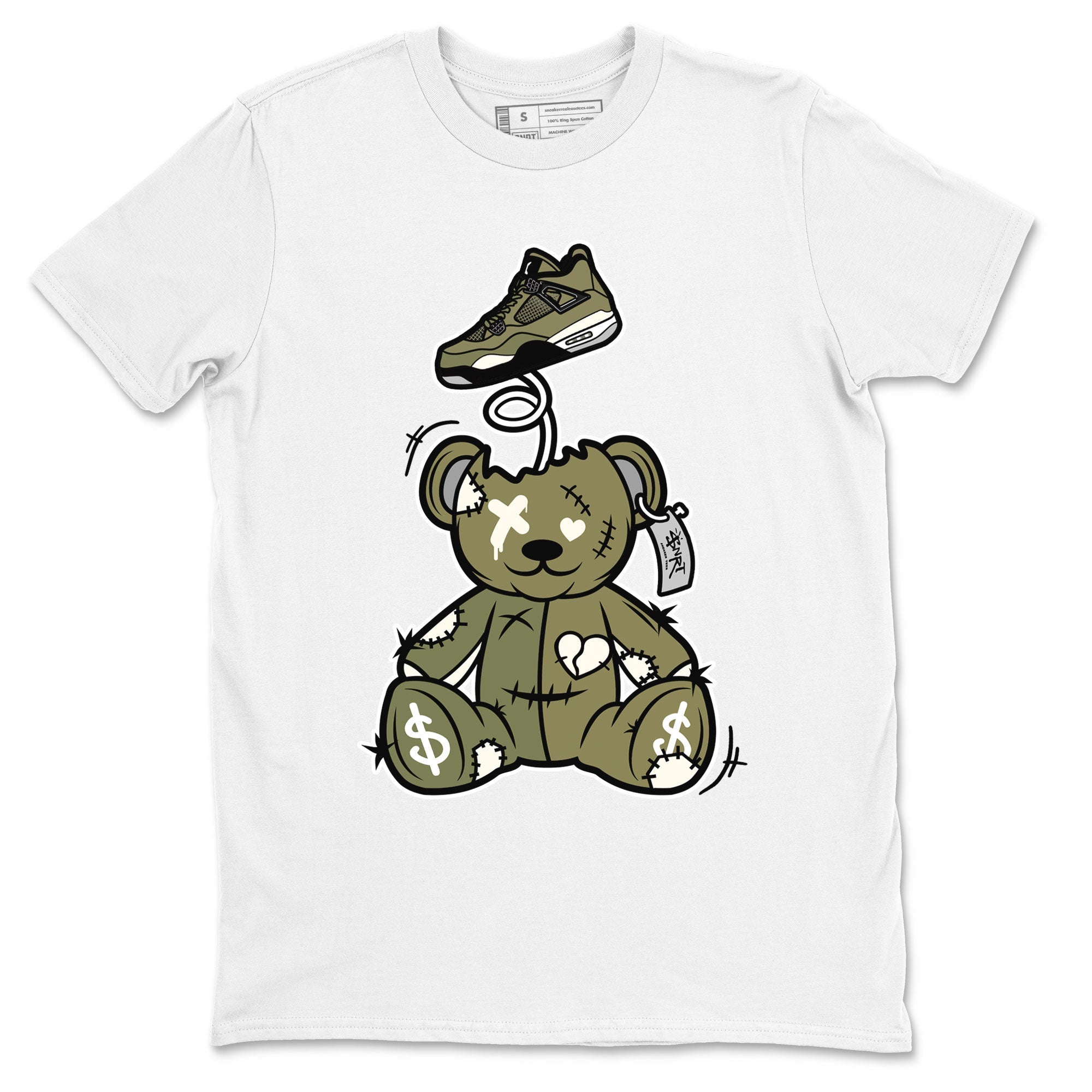Air Jordan 4 Medium Olive shirt to match jordans Surprise Teddy Bear sneaker tees Air Jordan 4 Medium Olive SNRT Sneaker Tees Unisex White 2 T-Shirt
