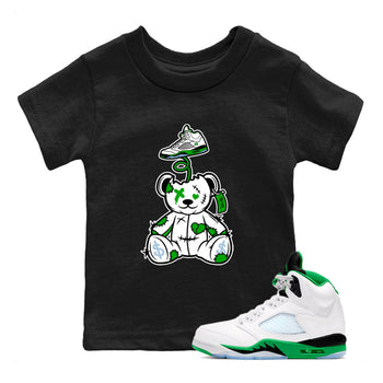 Jordan 5 Retro Lucky Green shirt to match jordans Surprise Teddy Bear sneaker tees AJ5 Retro Lucky Green SNRT Sneaker Tees Kids Youth Sneaker Matching Shirt Black 1 T-Shirt