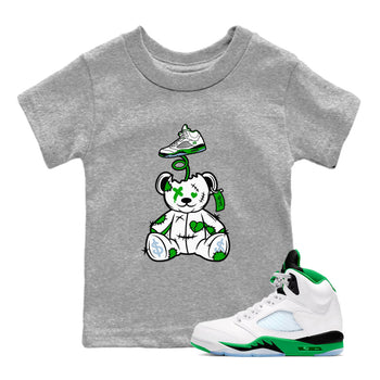 Jordan 5 Retro Lucky Green shirt to match jordans Surprise Teddy Bear sneaker tees AJ5 Retro Lucky Green SNRT Sneaker Tees Kids Youth Sneaker Matching Shirt Heather Grey 1 T-Shirt