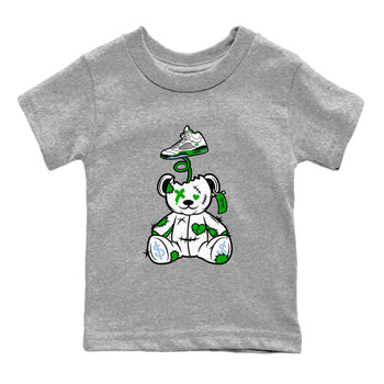 Jordan 5 Retro Lucky Green shirt to match jordans Surprise Teddy Bear sneaker tees AJ5 Retro Lucky Green SNRT Sneaker Tees Kids Youth Sneaker Matching Shirt Heather Grey 2 T-Shirt