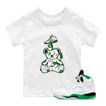 Jordan 5 Retro Lucky Green shirt to match jordans Surprise Teddy Bear sneaker tees AJ5 Retro Lucky Green SNRT Sneaker Tees Kids Youth Sneaker Matching Shirt White 1 T-Shirt
